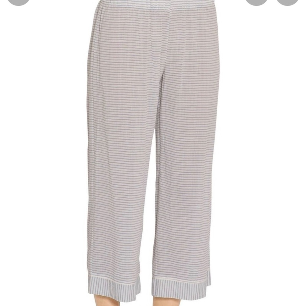 Eberjey White Gray Striped Pajamas Pants Size M